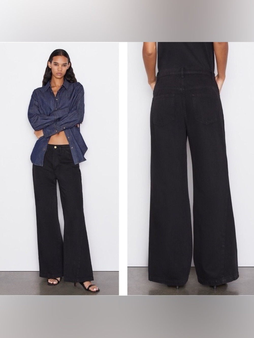 Frame le baggy palazzo film noir 25 wide leg jeans jet black